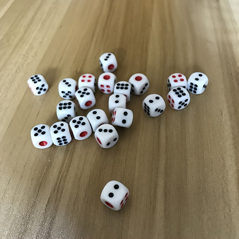 10pcs Acrylic Mahjong Dice Set, Red Dots, Rounded Corner, 10mm, 12mm, 16mm
