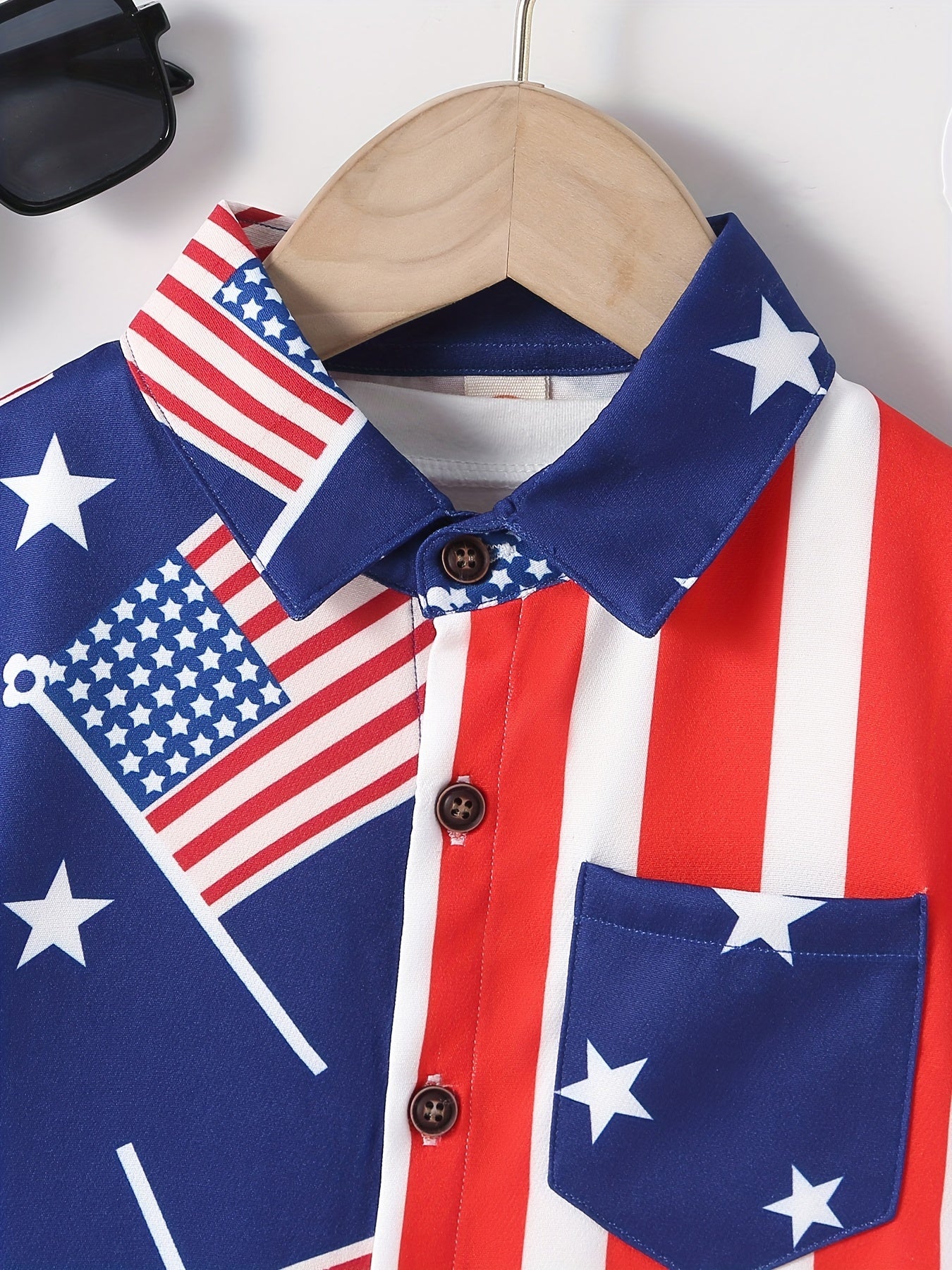 American Independence Flag Graphic Boys Top Shirt Summer Casual Short Sleeve