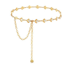 Women's Metal Chain Belt with Rhinestone Head Piece