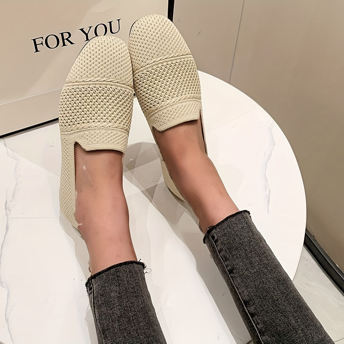 Women's Square Toe Loafers Breathable Flat Shoes Soft Sole Summer Walking Shoes