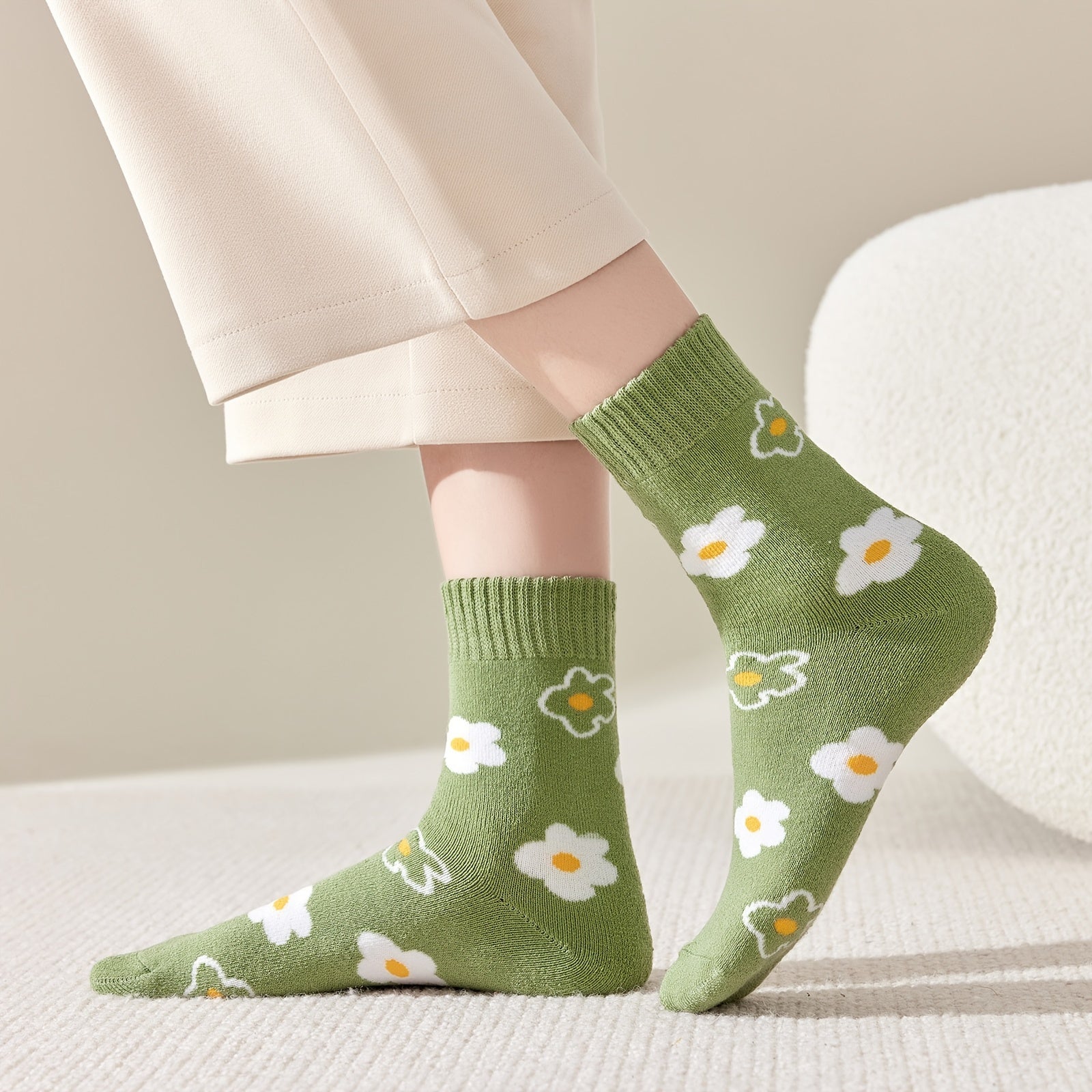 Floral Print Mid Tube Socks for Women
