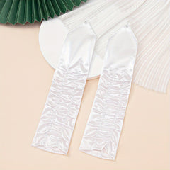 Long Satin Pleated Mittens for Wedding Bridal Accessories