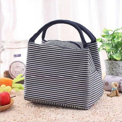 Striped Pattern Insulated Lunch Bag Leak Proof 8.66x5.9x6.69in
