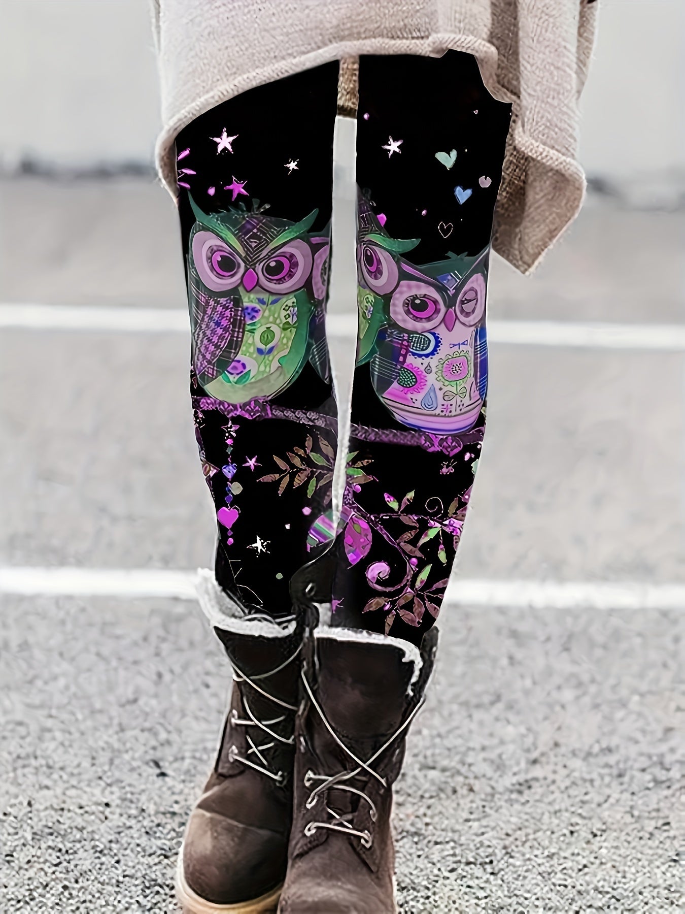  Casual Pants Women's Plus Floral & Animal Print Leggings