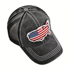 American Map Baseball Cap Embroidered With Curved Brim Flag Cap