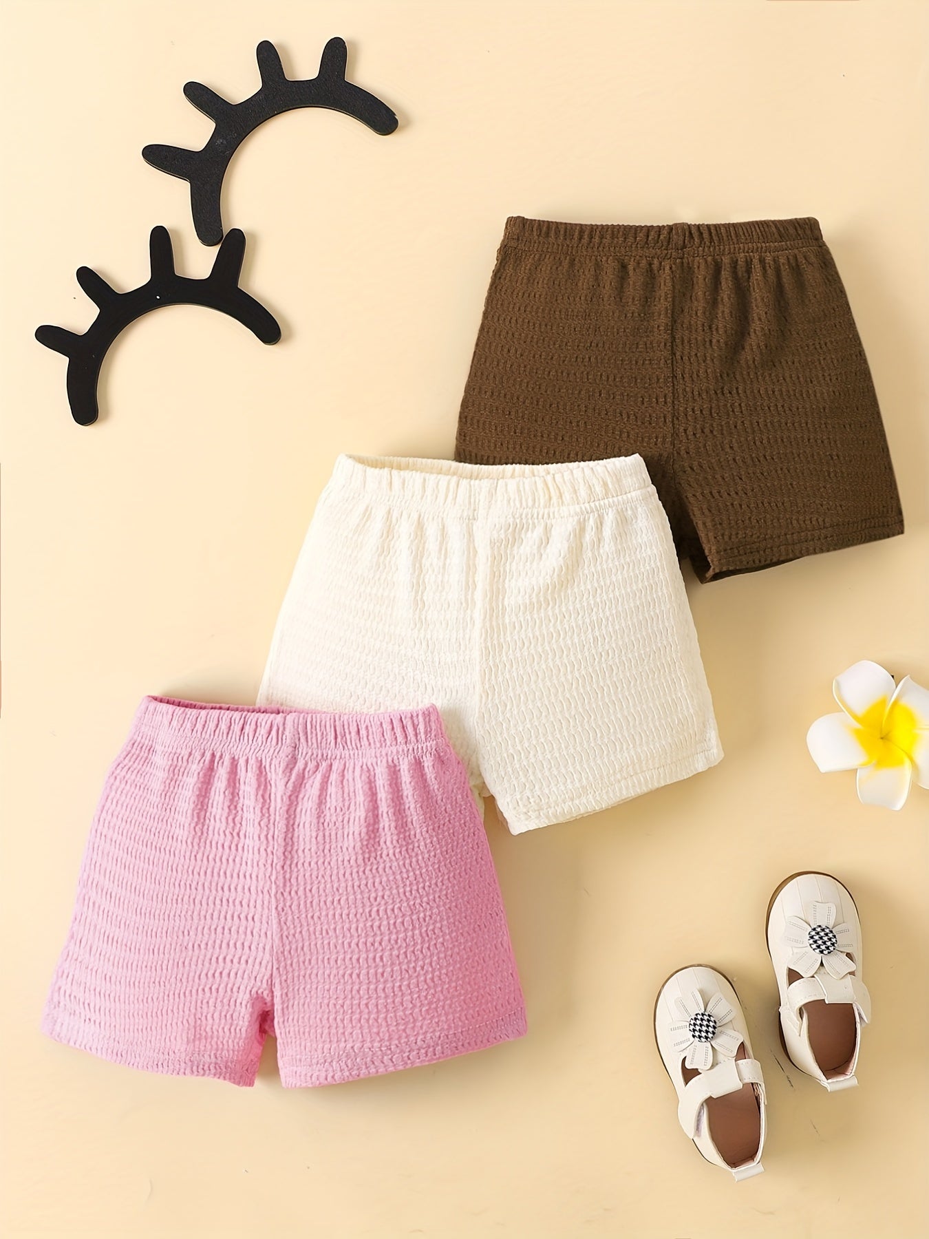 Girls Multicolor Casual 3pcs Shorts Set