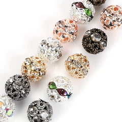20pcs Mixed Round Beads Rhinestone Rondelles Crystal Spacer Beads