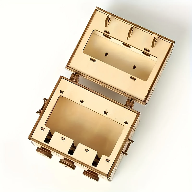3D Wooden Puzzle Treasure Chest Brain Teaser Model Building Kit