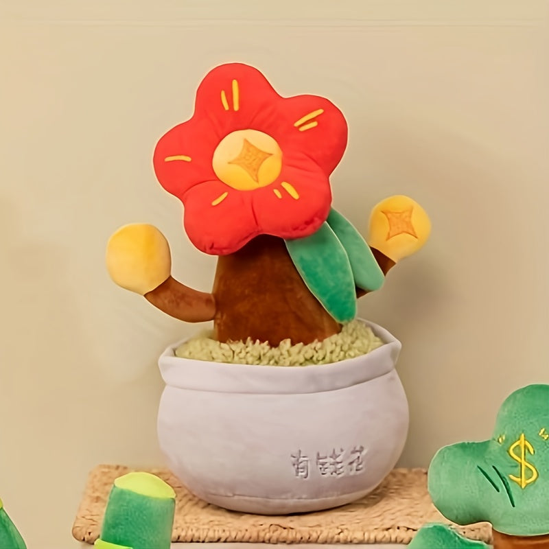 Money Plant Plush Toy Bonsai Prosperity Tree with Wealth Symbol Decor