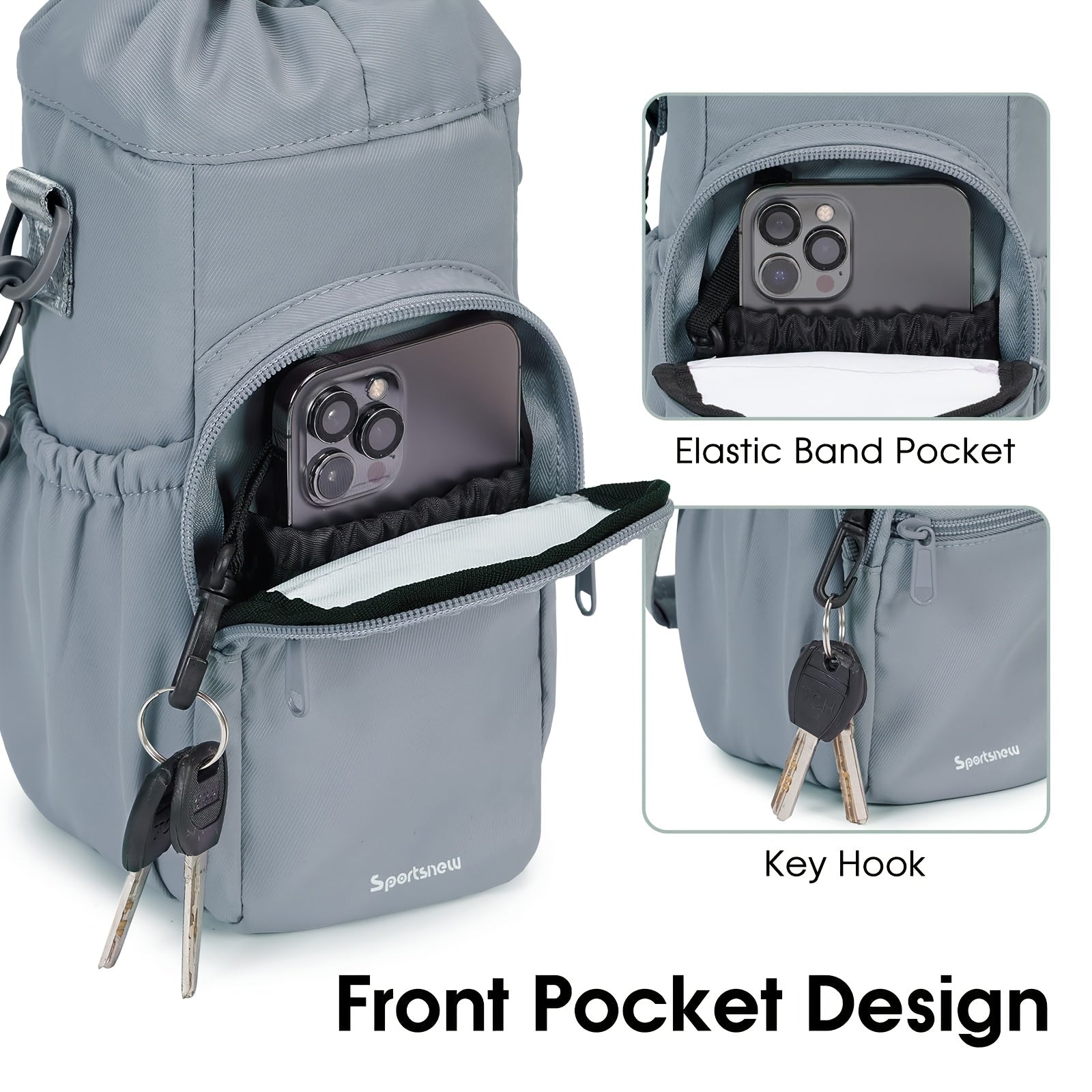 Sports Water Bottle Carrier Sling Bag 1L Capacity & Phone Pocket