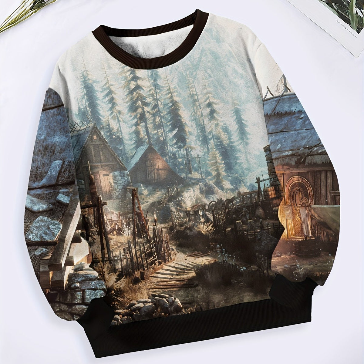 Snowy Town Crew Neck Sweatshirt for Boys Girls