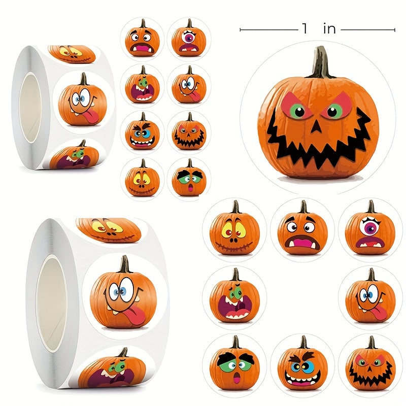 500 Halloween Pumpkin Cartoon Meme Stickers Roll