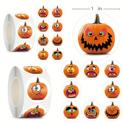 500 Halloween Pumpkin Cartoon Meme Stickers Roll