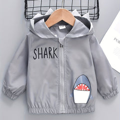 Cute Shark Print Windbreaker Jacket for Kids
