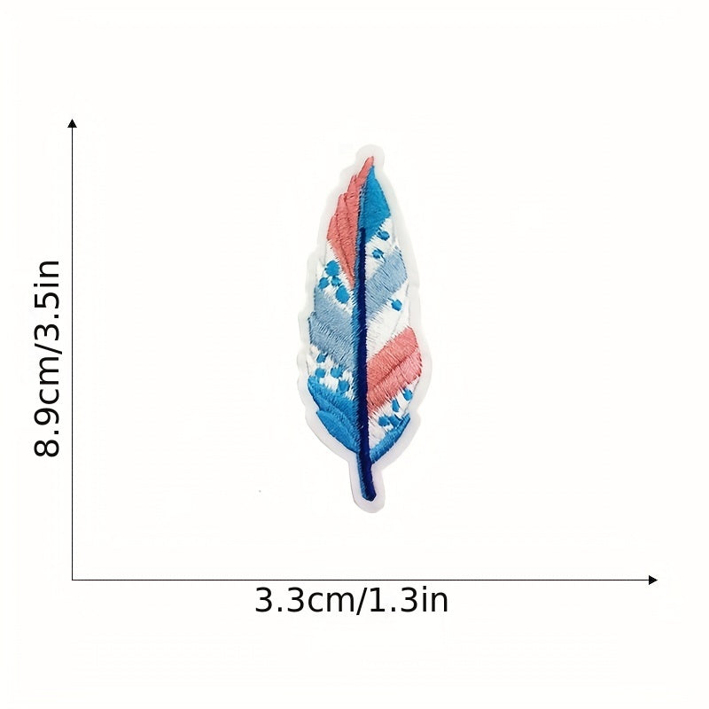20pcs Cactus Feather Iron On Patches For Men Sew On Embroidered Applique