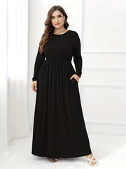  Long Sleeve Maxi Dress With Pockets