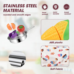 Cooking Accessories Set Stainless Steel Utensils Apron Role Play Simulation