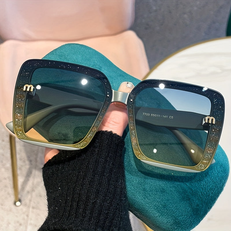 Glitter Square Sunglasses UV400 Sun Shades for Driving Travel