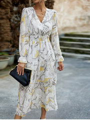 Women's Plus Marble Print Maxi Dress with Flounce Sleeves