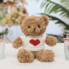 11.8 Inch Teddy Bear Plush Toy with Heart Pattern Clothes