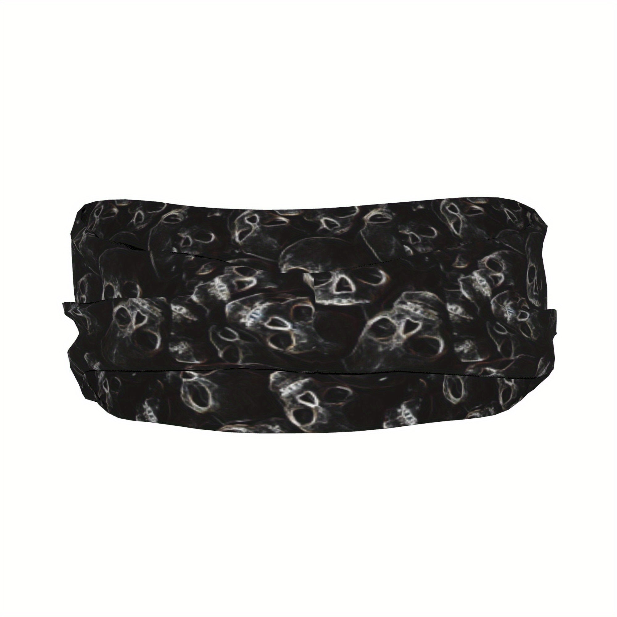 Skull Print Unisex Sports Headband Sweat Wicking Stretchy & Breathable Polyester