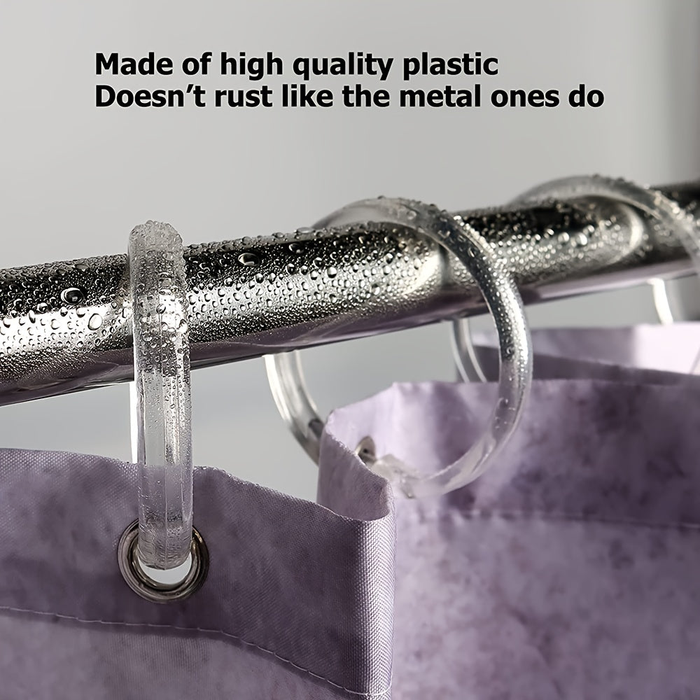 12pcs Plastic Shower Curtain Hooks Transparent Easy Install Bathroom Accessories