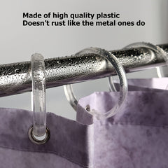 12pcs Plastic Shower Curtain Hooks Transparent Easy Install Bathroom Accessories