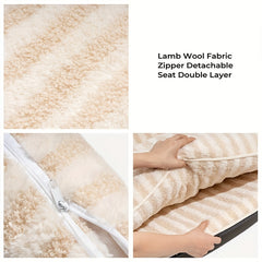 Striped Lambswool Double Layer Dog Sofa Bed