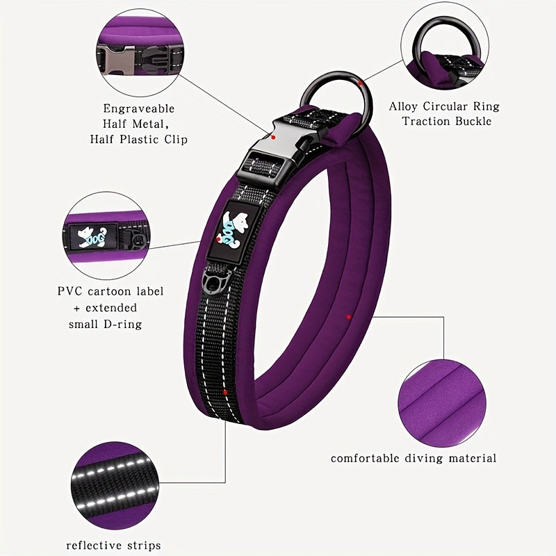 Reflective Dog Collar Night Walking Soft Comfortable Durable Buckle