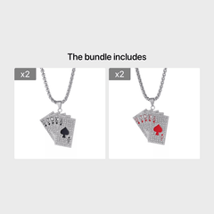 Hip Hop Poker Card Tag Necklace Zircon Inlaid Jewelry