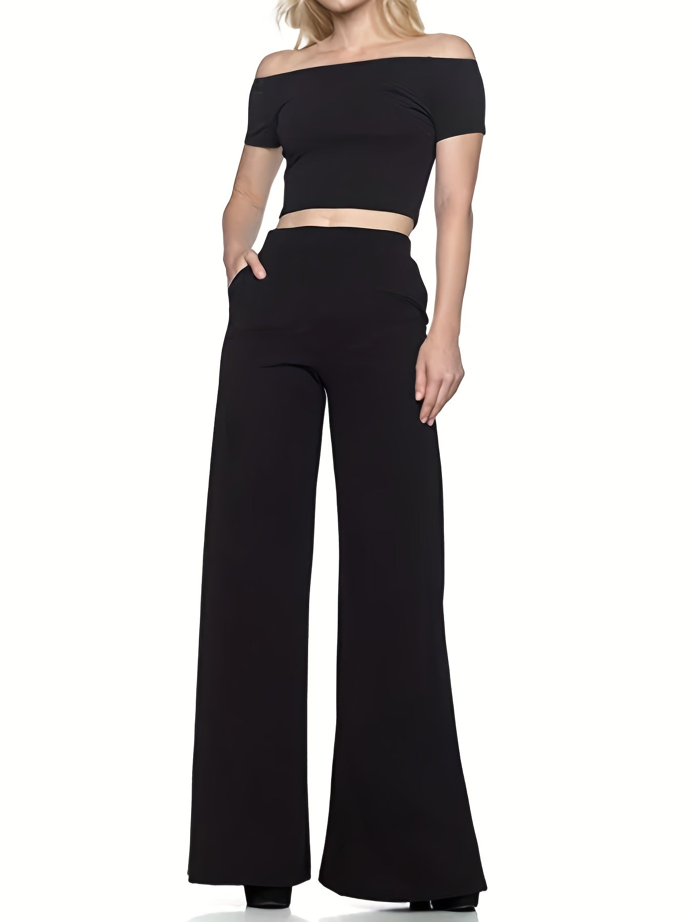  Pants Women's Plus Flared Leg Trousers With Pockets