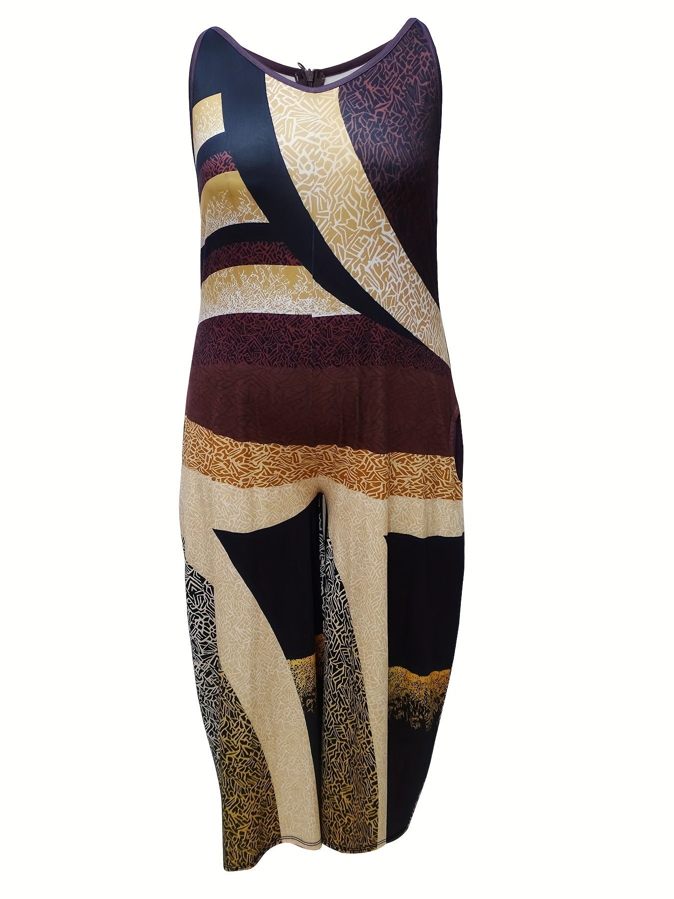  Colorblock Round Neck Cami Jumpsuit