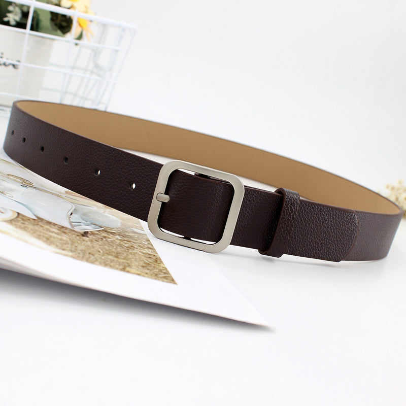 Rectangle Buckle Vintage Style PU Leather Belt for Women