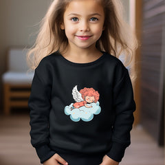 Angel Print Sweatshirt Girls Graphic Pullover for Kids Fall Winter