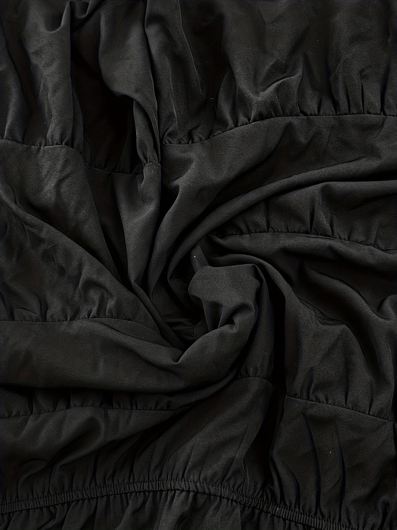  Lantern Sleeve V Neck Smock Pleated Dress