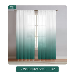 2 Panels Gradient Rod Pocket Sheer Curtains for Home