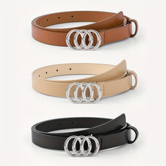 3pcs Set Stylish Solid PU Belt for Women