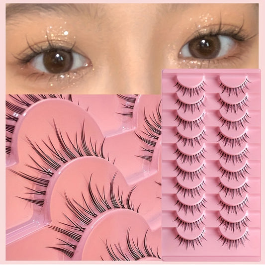 10 Pairs Cat Eye Lashes w/ Transparent Stems