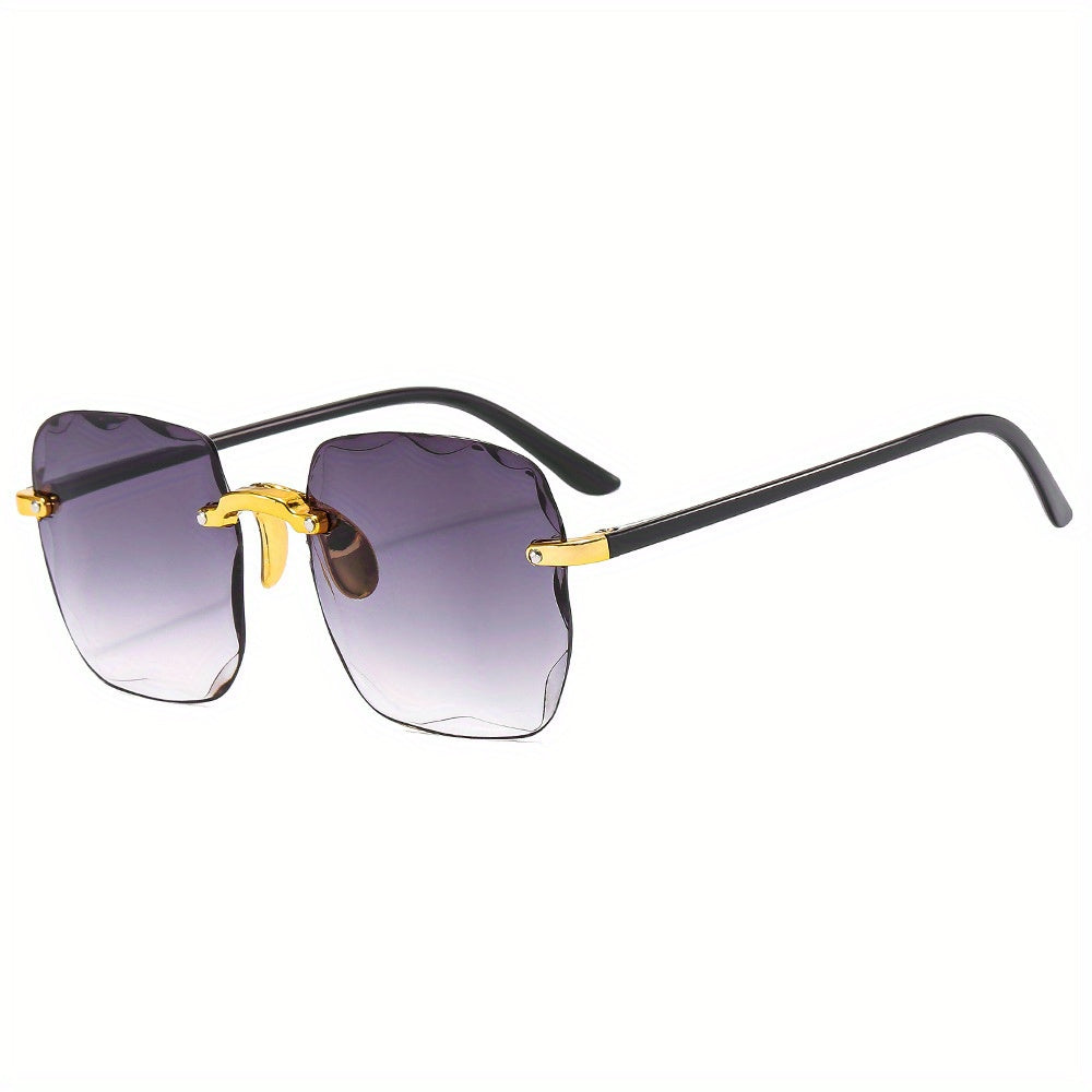 Rimless Square Sunglasses Gradient Lens Glasses UV400