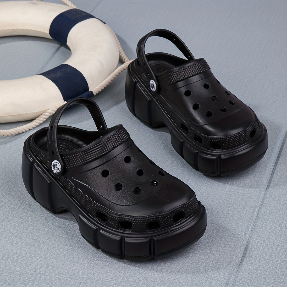 Women's Platform Chunky Clogs Closed Toe Hollow Out Sandals
