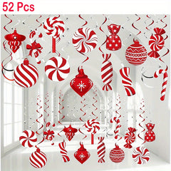 52pcs Christmas Peppermint Candy Hanging Decorations Xmas Party Ceiling Swirls