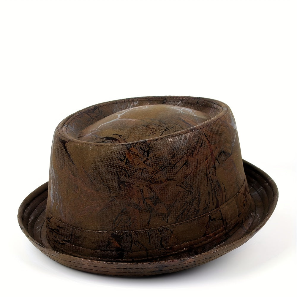 Men Fedora Hat Flat Pork Pie Hat Gentleman Dad Bowler