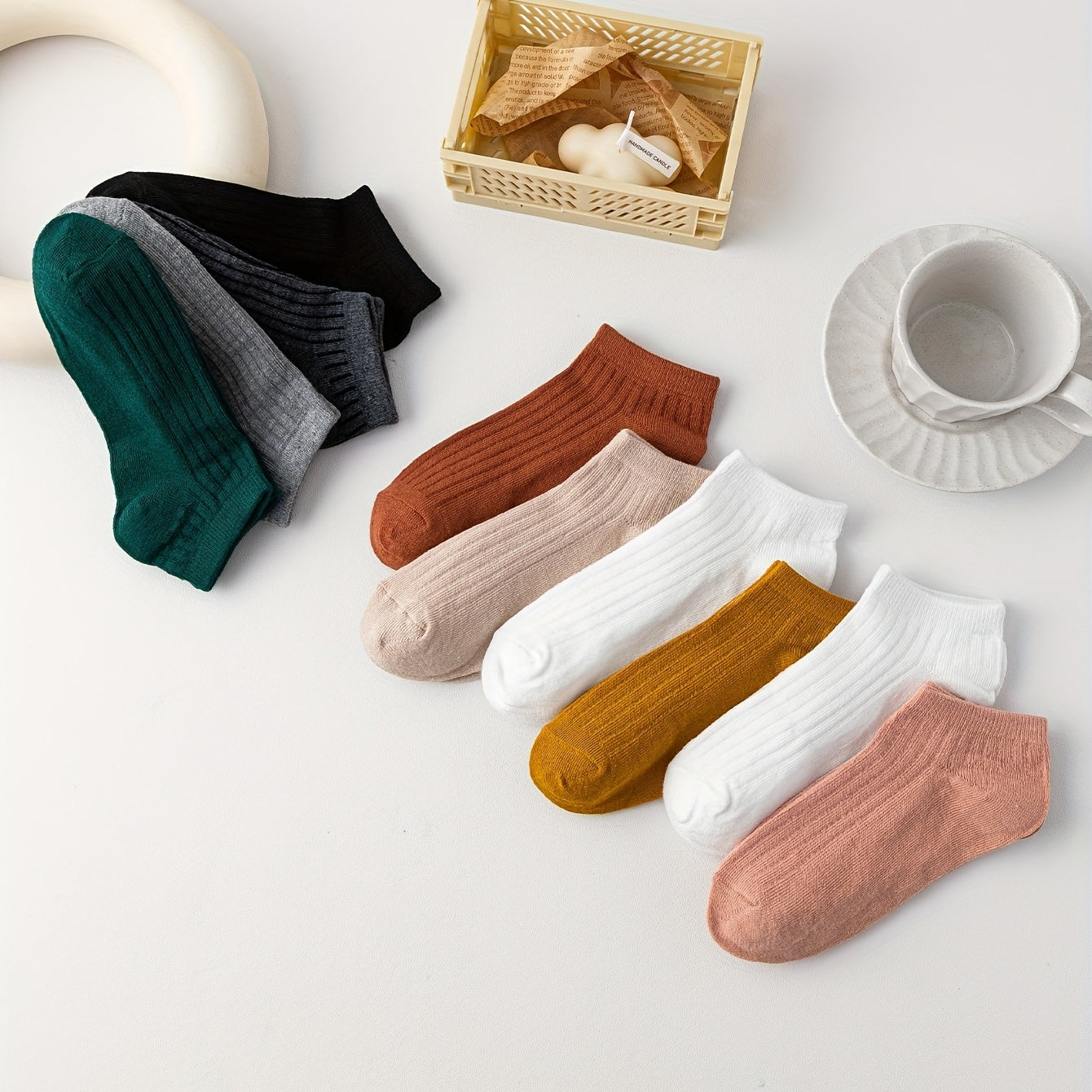 10 Pairs Solid Ankle Socks Lightweight Crew Sports Socks Women's Stockings