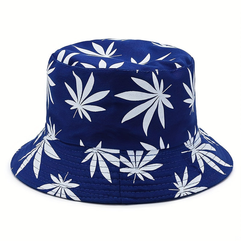 Men's Leaves Print Bucket Cap Outdoor Fisherman Sun Hat
