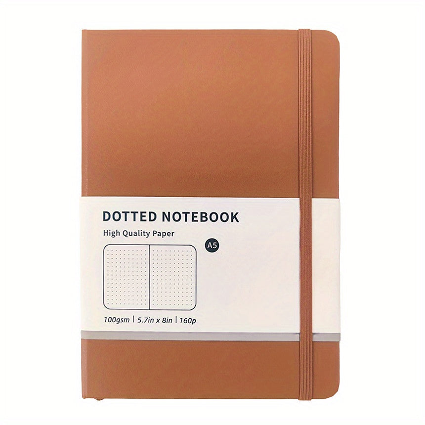 A5 Hardcover Dotted Line Notebook Brown Grey