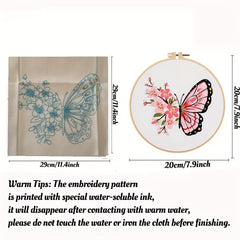 Butterfly & Flowers Embroidery Kit DIY Cross Stitch Wall Decoration