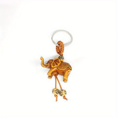 Wood Elephant Key Chain Pendant 3D Elephant Car Key Accessories