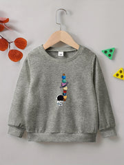 Cartoon Spaceman Planet Print Boys Casual Sweatshirt