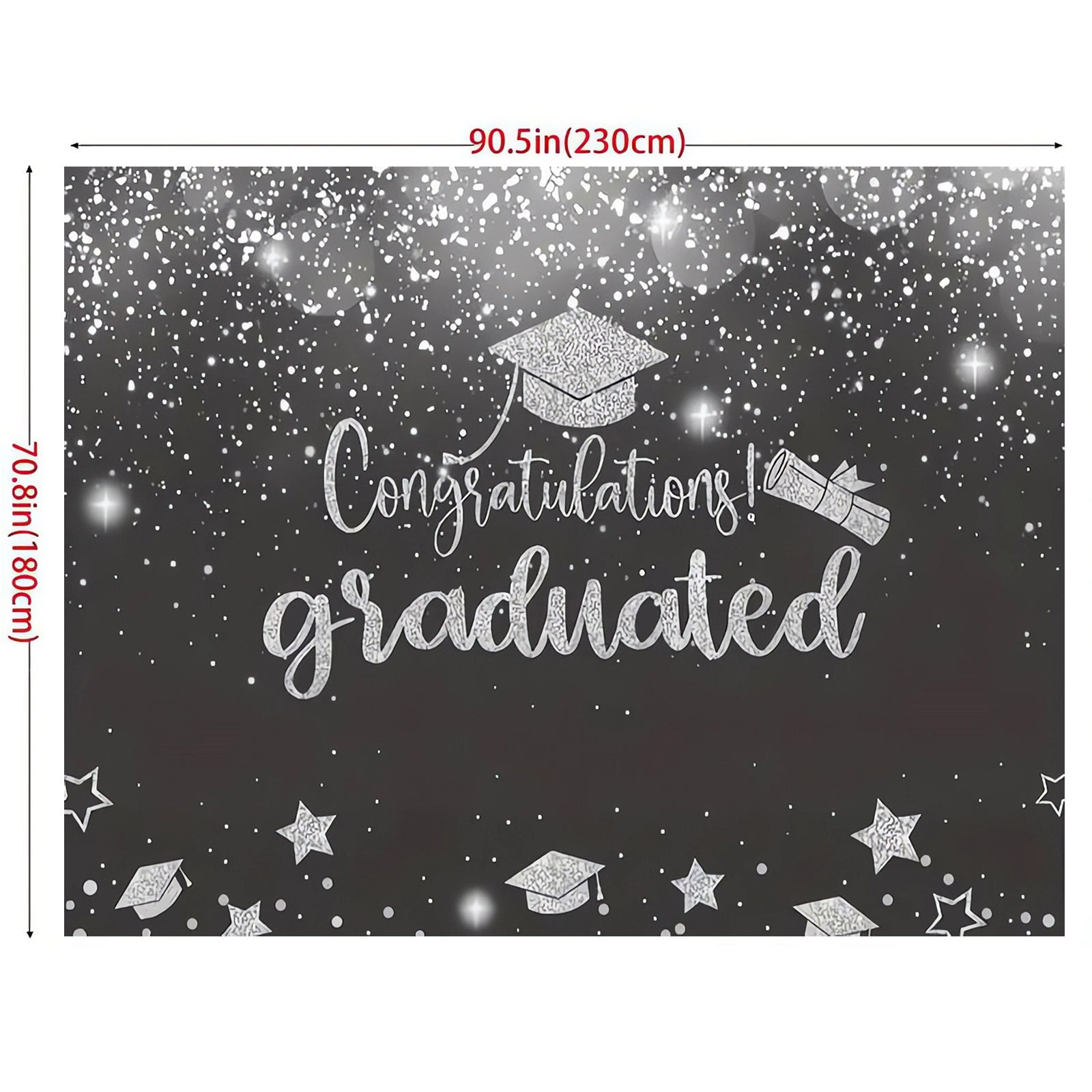 Silver Glitter Graduation Party Backdrop Photo Booth Prop