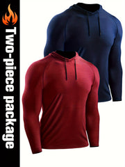2pcs Men's Hooded Sports T-shirt Quick Drying Top